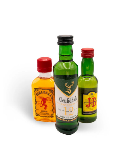 Coffret Trio d’Écossais & d’Épices – Fireball – Glenfiddich 12 Years – J&B – 3 × 5 cl | Mignonettes