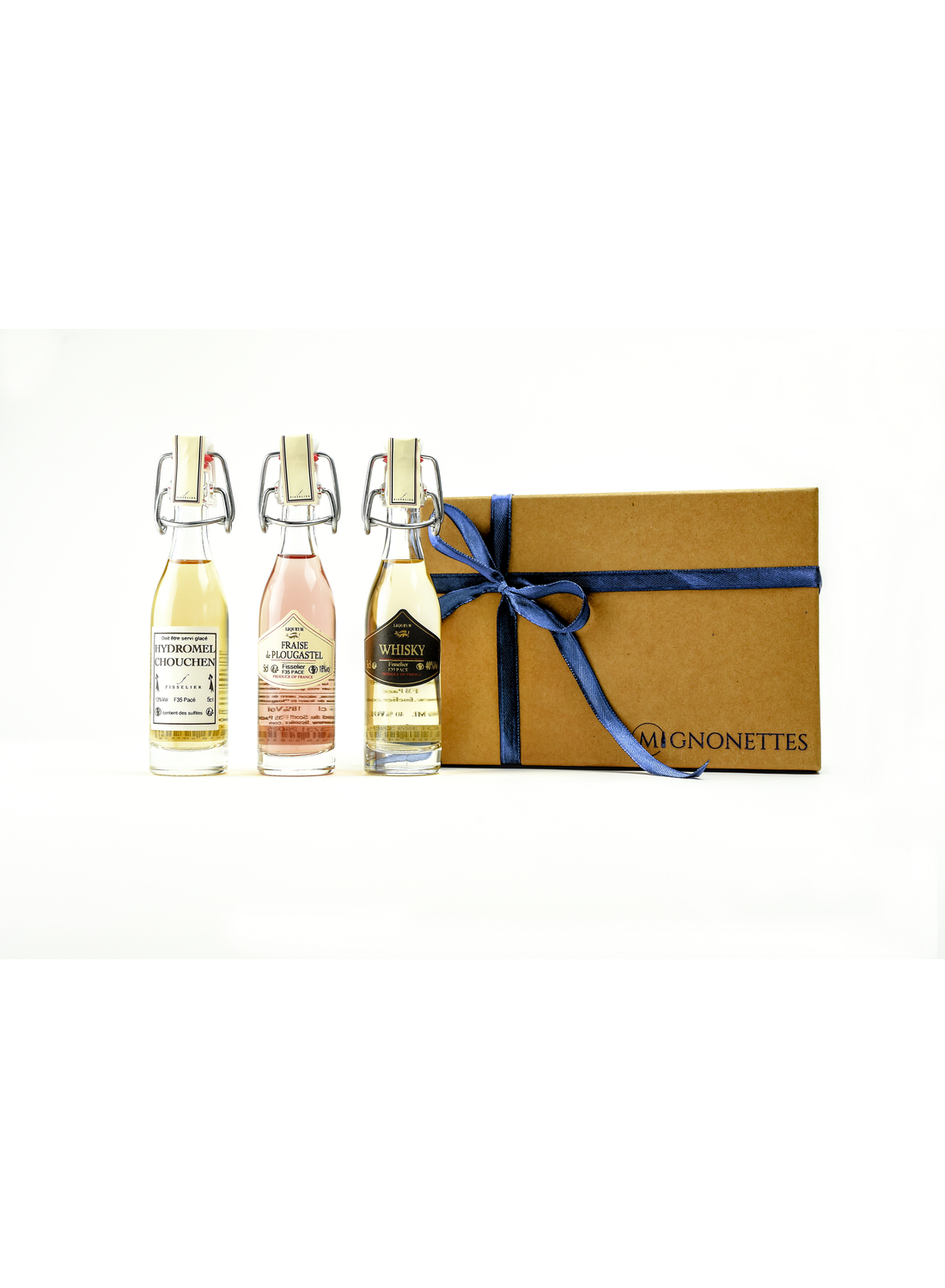 Coffret breton Fisselier – Whisky breton, Fraise de Plougastel, Hydromel – 3 x 5 cl | Mignonettes