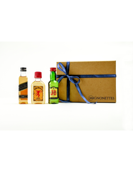 Coffret Whisky & Liqueur Épicée 15 cl - Assortiment de whiskies et liqueur de whisky (33 % vol. à 40 % vol.) | Mignonettes