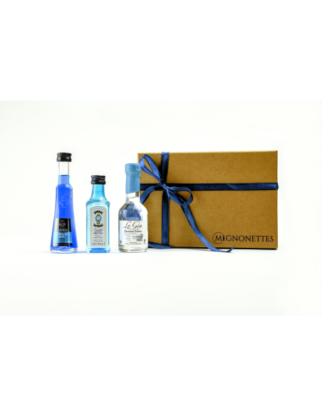LE BLEU 15 cl - Assortiment de liqueur, gin et calvados (20 % vol. à 47 % vol.) | Mignonettes