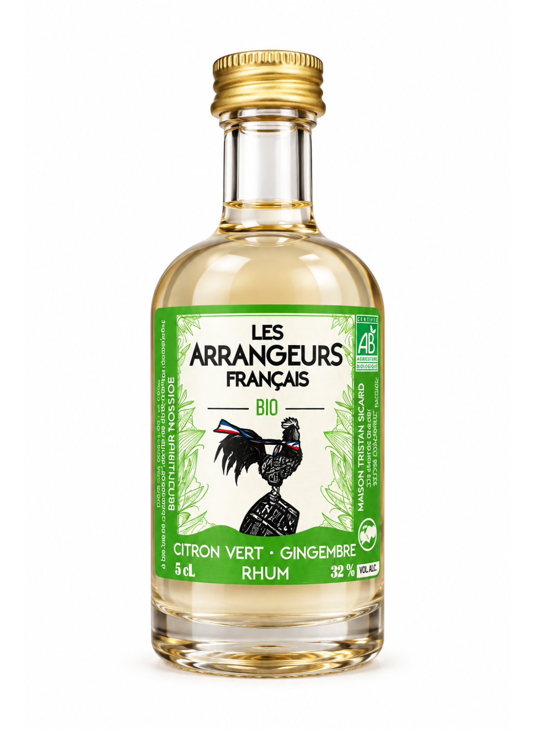 Les Arrangeurs Français Citron Vert Gingembre Bio 5 cl : Arrangé au rhum (32 % vol.)| Mignonettes