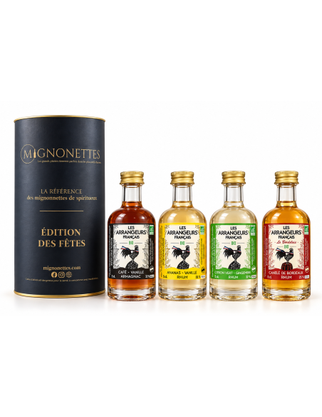 Coffret Les Arrangeurs Français 4 x 5 cl : Arrangés au rhum et à l’Armagnac (25 à 32 % vol.) | Mignonettes