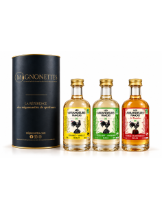 Coffret trio Les Arrangeurs Français : 3 mignonettes arrangées au rhum, 5 cl chacune. Citron vert gingembre, ... Mignonettes
