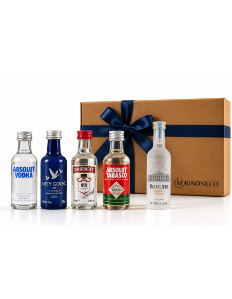 Coffret 5 mignonettes de vodka Absolut, Absolut Tabasco, Grey Goose, Belvedere et Smirnoff 5 cl | Mignonettes