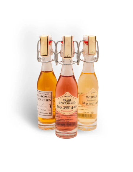 Coffret breton Fisselier – Whisky breton, Fraise de Plougastel, Hydromel – 3 x 5 cl | Mignonettes