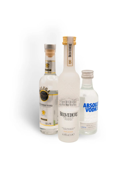Coffret Trio Vodkas d’Exception : Beluga Noble – Belvedere – Absolut – 3 x 5 cl | Mignonettes